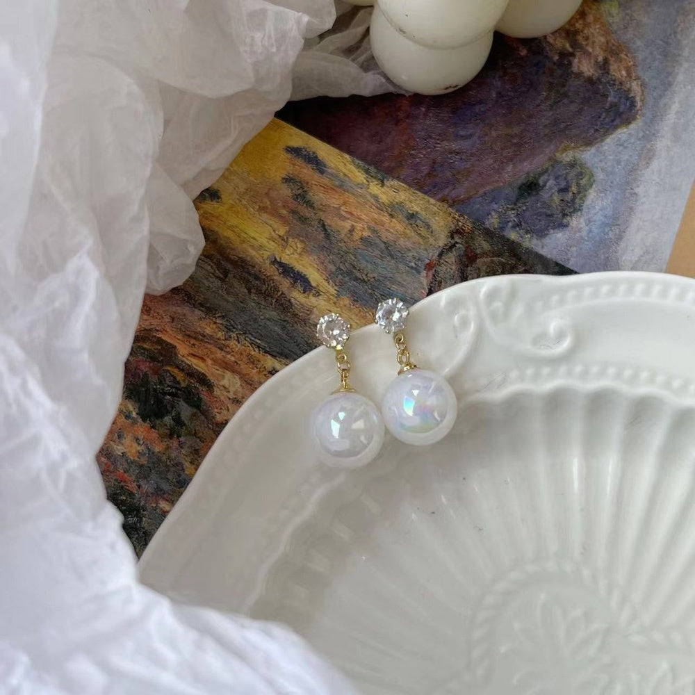 Pearl Drop Earrings • Rhinestones Pearl Earrings